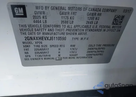 2018 Chevrolet Equinox Ls из США, поврежденный, VIN 2GNAXHEVXJ6110590